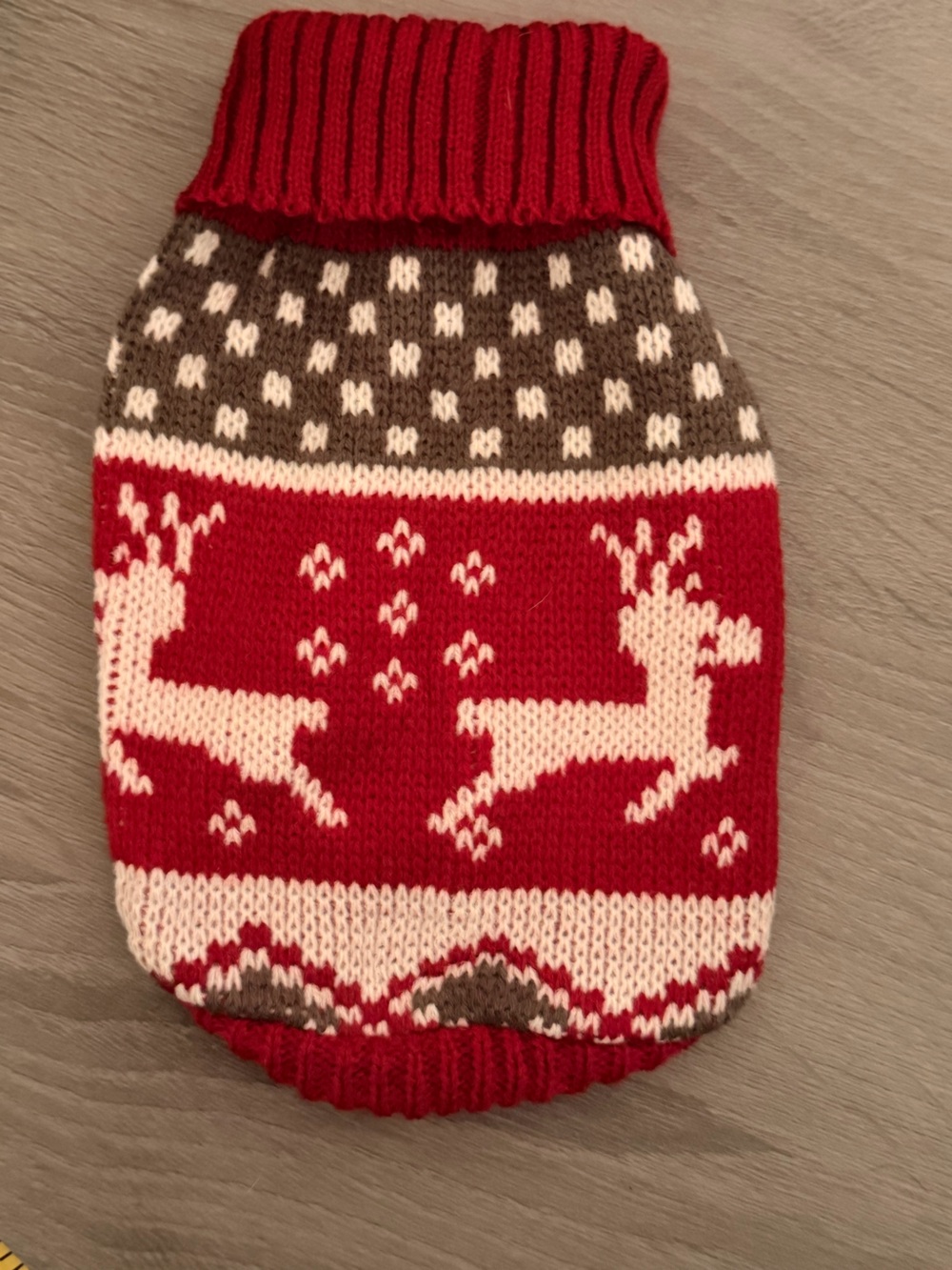 Festive Red and White Reindeer Knit Dog or Cat Pet Sweater.